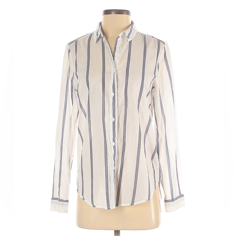 Classic Blue and White Striped Women's Button-Down Shirt